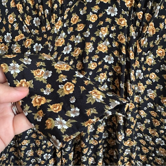 Vintage Diana Marco Fall Floral Long Sleeves Dress Size 14 - Picture 4 of 9